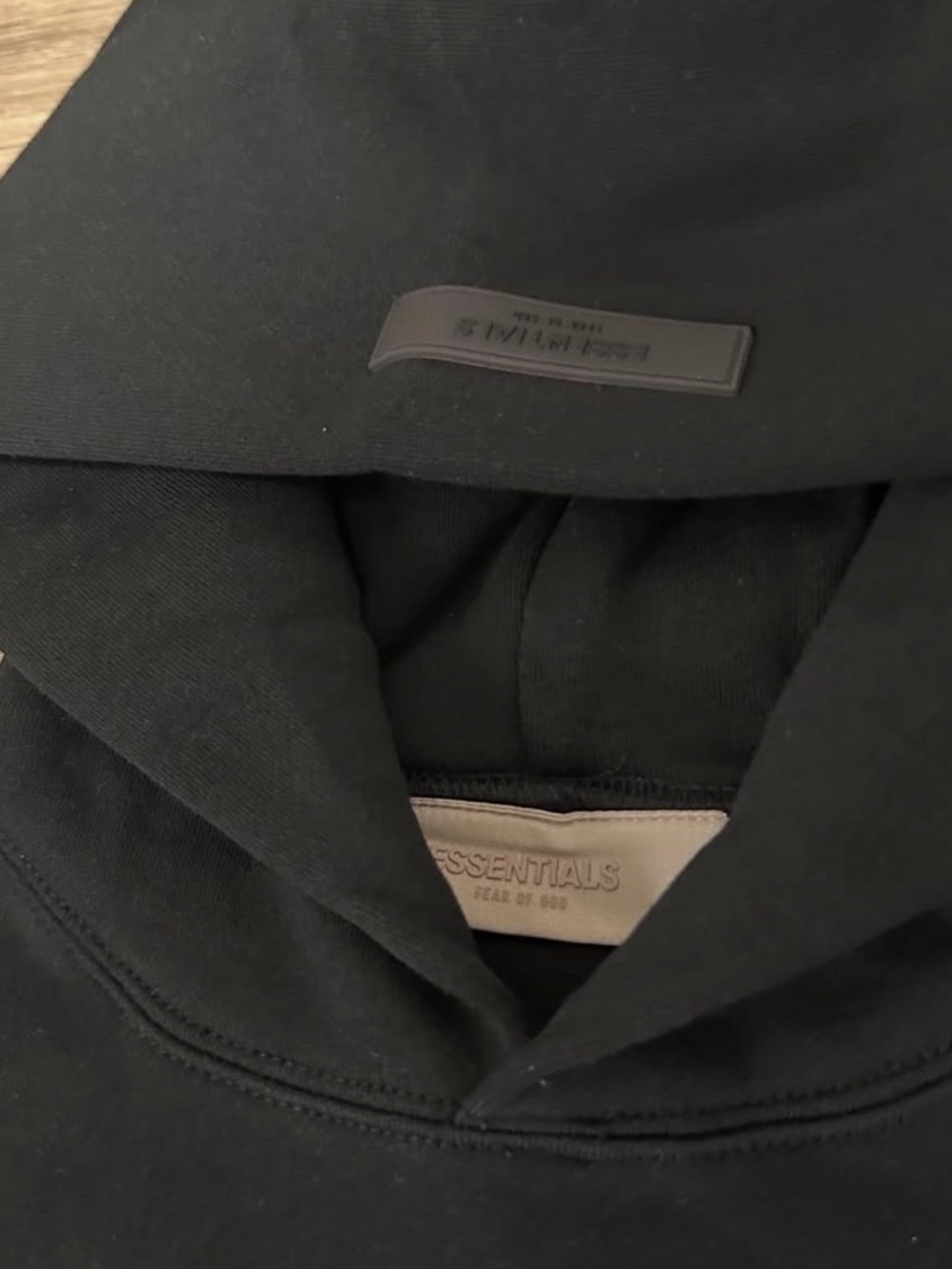 Essentials Men's Black Hooded Pullover Sweatshirt - Picture 4 of 4